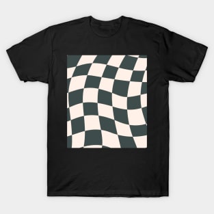 Sage Checkered Retro Pattern Print Green T-Shirt